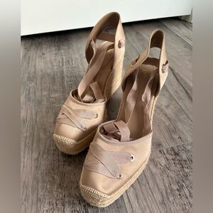 New Zara Tan Espadrille Wedges